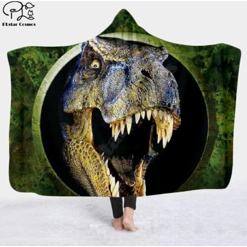 Dinosaur 3d printed Hooded Blanket Adult colorful child Sherpa Fleece Wearable Blanket Microfiber Bedding