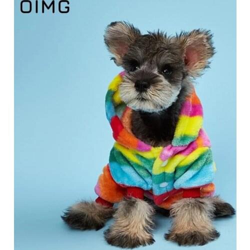 OIMG Soft Fleece Dog Jumpsuit Winter Dog Clothes Pajamas for Small Dogs Sleepwear Puppy Coat Dog Hoodies For Yorkies Teddy