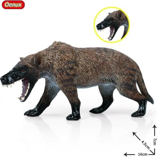 Oenux Original Wild Animals Wolf Canis Dirus 16x4.5z7cm Simulation solid animal modle toys Action Figures good gifts for kids