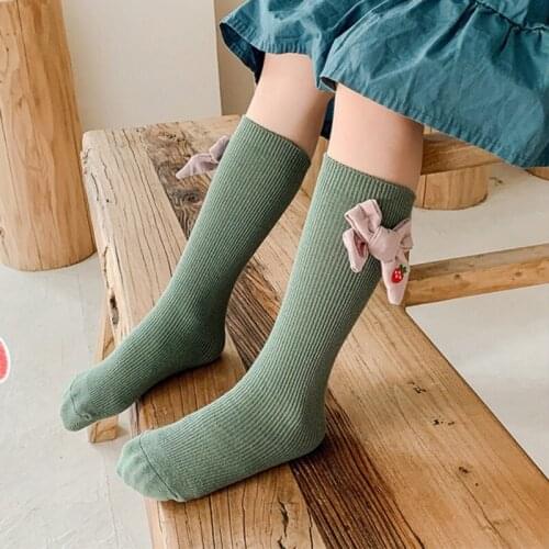 1-8 Year Old Girls Autumn Winter All-Size Candy Color Cartoon Decorative Tube Socks Childrens Socks New Arrival