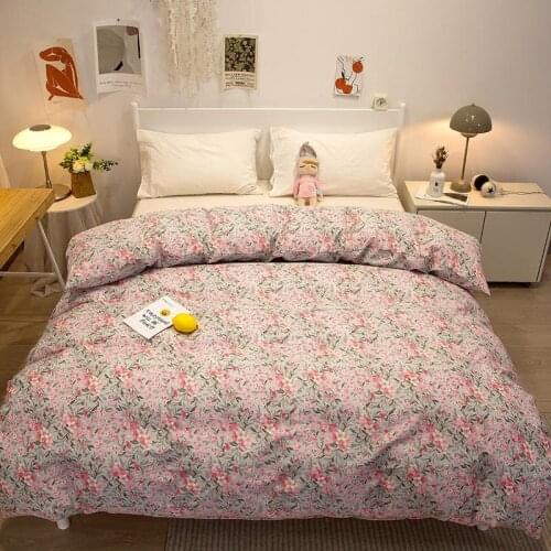 1 Pc Duvet Cover Pure Cotton Queen King Size Bedding For Double Bed Pink Color Fresh Flowers Pattern Quilt Covers As a Gift