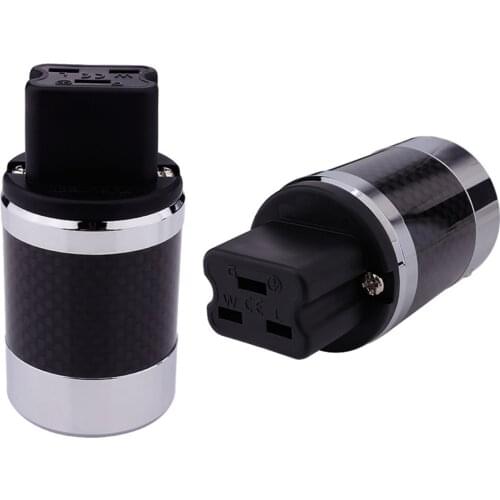 IEC Female Hifi Power Plug Carbon Fiber 20A EU US Standard Power Connector AC Electrical Cable Audio Speaker Connectors Adapter