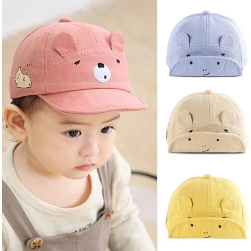 4Colors Adjustable Cotton Embroid Letter Print Sun Hat Anti-Sunburn Children Girl Boys Baby Sunshade Baseball Cap 1-2 Years
