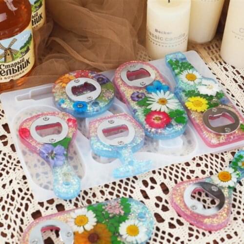 DIY Bottle Opener Beer Spanner Epoxy Resin Mold Keychain Pendant Silicone Mould Crafts Jewelry Key Ring Decorations Casting Tool