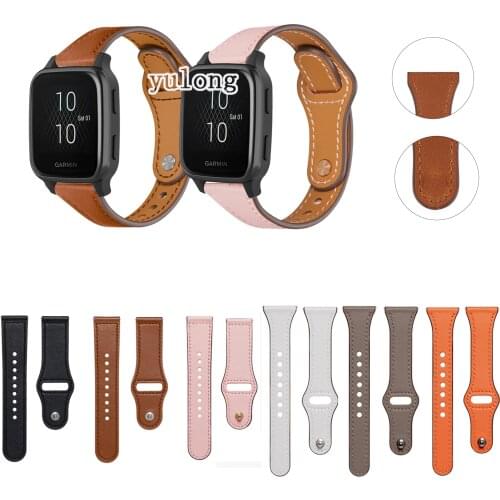 20mm 22mm Leather Watch Band Strap For Garmin Venu SQ Smart Watch Replacement Wrist band for venu sq strap Correa