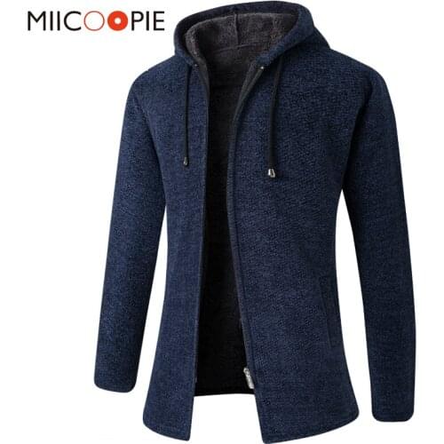 Winter Thick Warm Hooded Mens Sweaters Cardigan Korean Fashion Solid Zipper Jumpers Knitted Sweater Men Windbreaker Sweatercoat