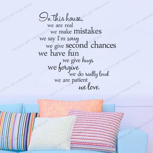In This House We Rre Real Home Creative Decal Family Vinyl Wall Sticker Quotes Words Living Room Backdrop Decorative Decor WX43