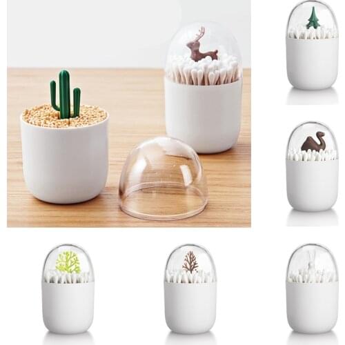 Toothpick Cotton Swab box Christmas deer decoration Cotton swab toothpick case Artificial Cactus xmas Tree decorations for home