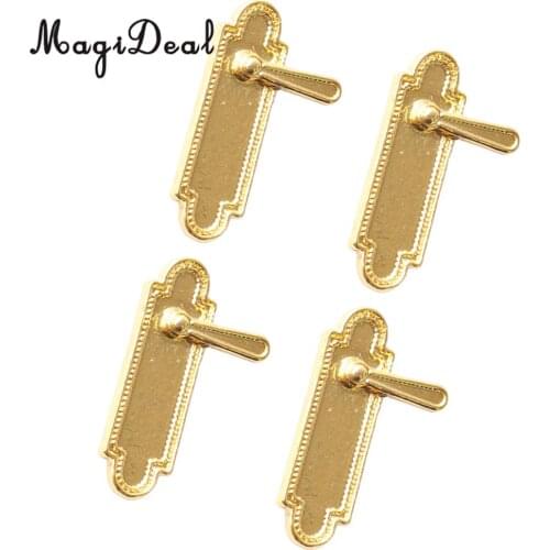MagiDeal 4Pcs/Pack Vintage Dollhouse Miniature Alloy Door Locks for 1/12 Dolls House Bedroom Living Room DIY Accessories Toy