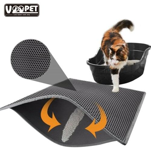 Voopet Cat Litter Mats Double-Layer PVC Cat Litter Trapper Mats with Waterproof Bottom Folding Cat Breathable Kitten Mat