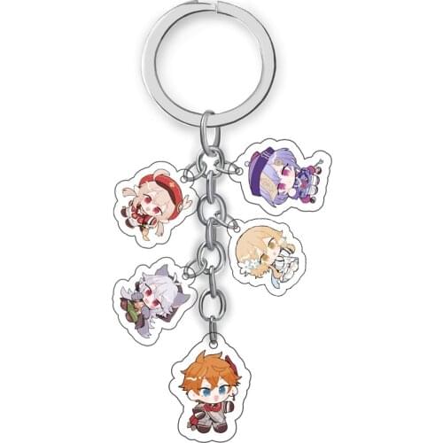 1-5pcs Genshin Impact Jean Lumine Amber razor Kaeya Diluc Lisa Figure pendant key Ring card toys keychain bags Charms Gift