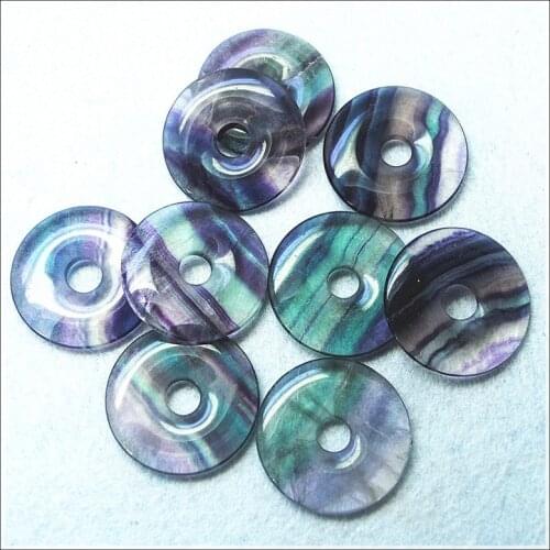 1PC Natural fluorite stone donut shape size 30mm 35mm purple fluorite stone good selling jewelry making with best wholesale