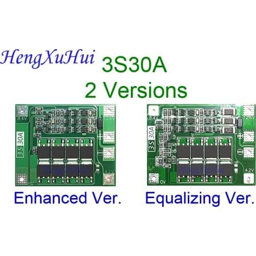 3S30A Lithium Power Battery Protection Board Drive Drill Motor 11.1V 12.6V PCB Board (Equalized Charging Optional)