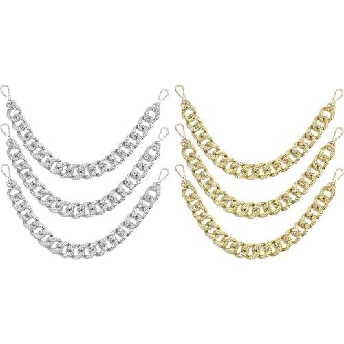 3x Metal Purse Chain Strap 38cm DIY Clutch Tote Bag Straps Extender