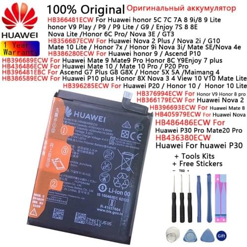 Huawei Original Battery For Huawei honor 7C 7A 8 9 9 lite/10 9i V9 Play P9 GT3 Nova 2 3 4 2i Ascend P10 P20 Mate 8 9 10 /10 Pro