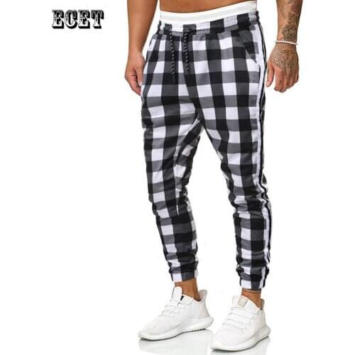 Streetwear Fashion Simple Plaid Casual Pants Business Casual Overalls Jogger Fitness Sweatpants Mens Clothing