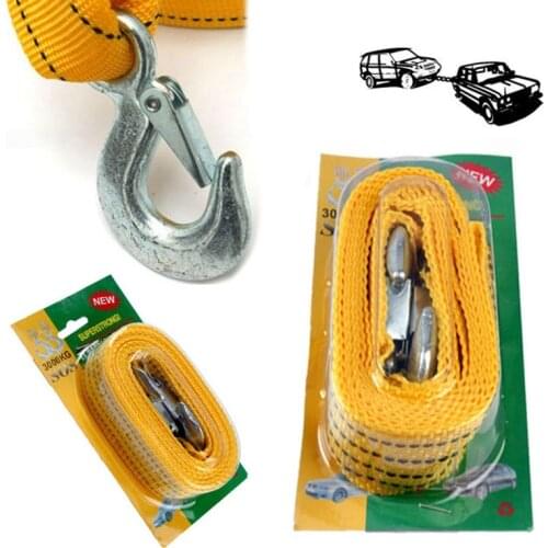 1 pc Upgraded Version 4m Car Tow Cable Load-bearing 3 Ton Towing Pull Hooks Durable Nylon Trailer Cable Belt For Truck Car