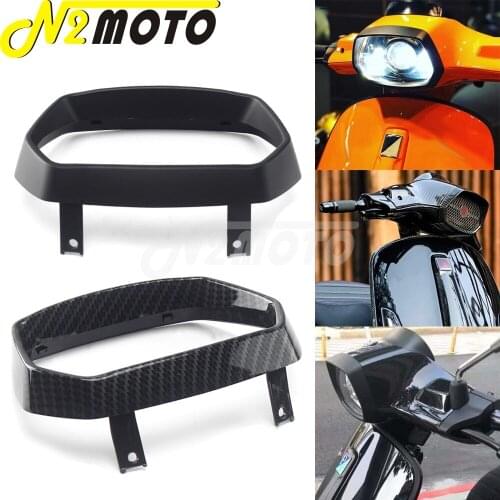 Black/Carbon Fiber Motorcycle ABS Plastic Front Headlight Bezel Trim Cover Decoration For VESPA 150 Sprint 2017 2018 2019 2020