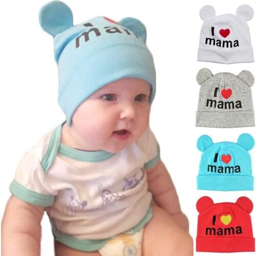 Baby Hat Newborn infant Baby boy girl hat Cotton I Love mama print winter Hats For Baby Girls kids children Knitted Beanies Cap