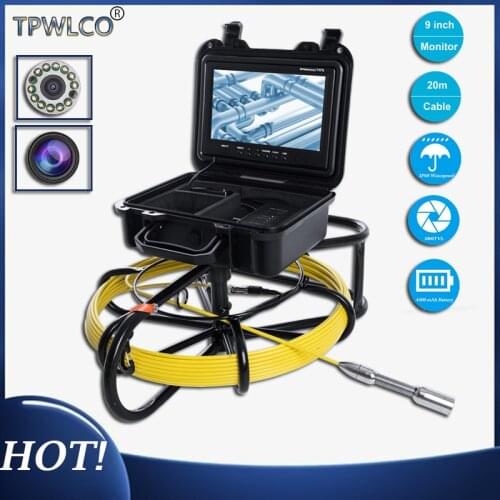 Diameter 23mm 1000TVL Professional Camera With 12pcs LED Lights Underwater Industrial Pipe Video Plumbing System 9inch 20m Cable