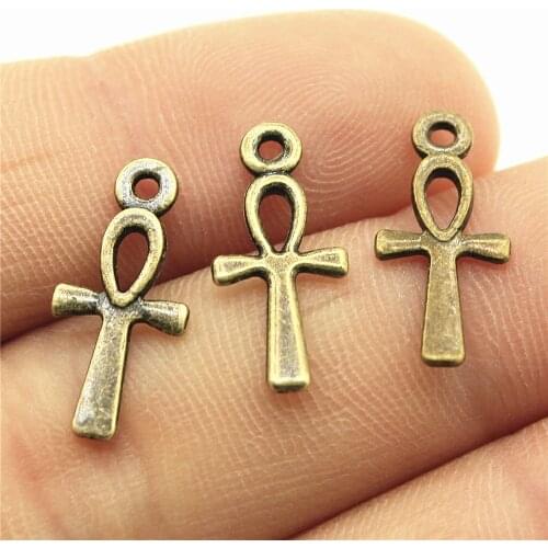 40pcs Ankh Cross Charms Pendant DIY Jewelry Findings Antique Bronze Tone 0.7x0.3 inch (18x8mm)