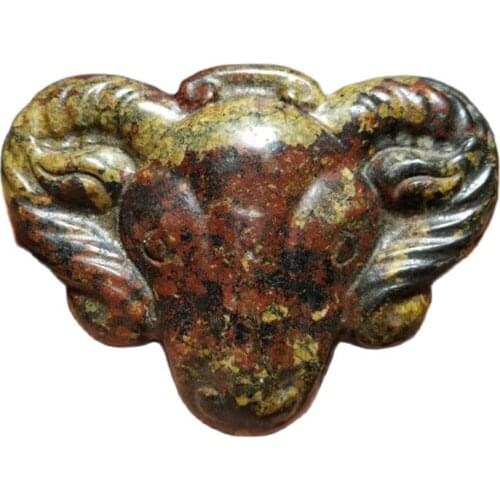 Hongshan Culture Jade Collection High Density Red Iron Meteorite Sheeps Head to Prevent Evil Jade