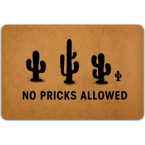 Front Door Mat Welcome Mat No Pricks Allowed Rubber Non Slip Backing Funny Doormat Indoor Outdoor Rug 23.6"(W) X 15.7"(L)