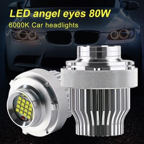 Headlights Bulb CREE LED Halo Ring Angel Eye Bulb 80W 6000K 4800LM Decoding for BMW E60LCI