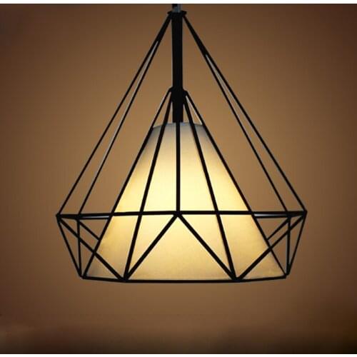 New Hot modern black birdcage pendant lights iron minimalist retro light Scandinavian loft pyramid lamp metal cage with led bulb