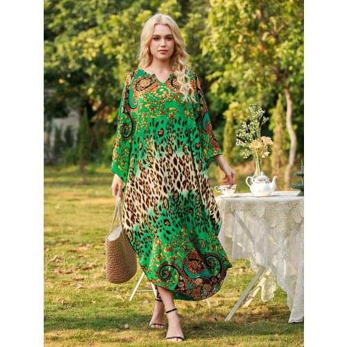 Aligaia Fashion Loose Printed Robe Dress For Women 2021 Summer New Dubai Turkey Muslim Maxi Dress Islam Clothing African Dresses