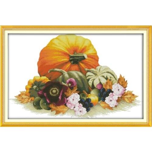 Pumpkin cross stitch kit aida 14ct 11ct count print canvas stitches embroidery DIY handmade needlework