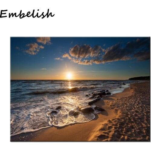 1 Pieces Sunset Seawave Beach Landscape Wall Art Pictures For Living Room Modern Home Decor Posters HD Spray Canvas Oil Painting