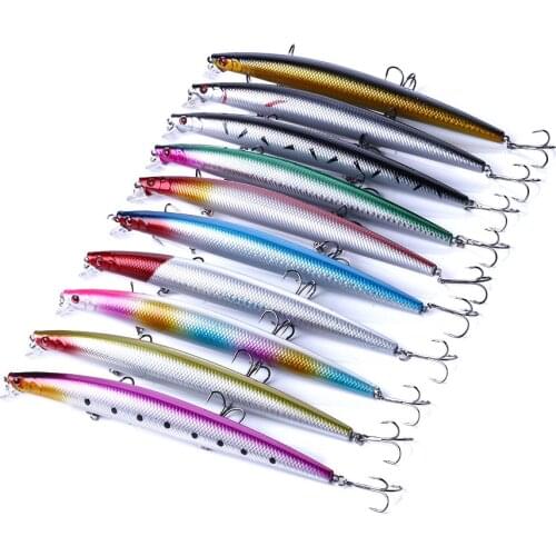 New Arrival MI101 10 pieces Fishing Lure 118CM/26G Artificial Bait Plastic Hard Fishing Bait VMC hooks