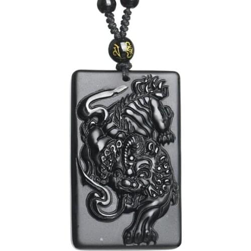 Natural obsidian overlord PI xiu pendant men and women crystal jewelry gifts men and women necklace Fine jewelry