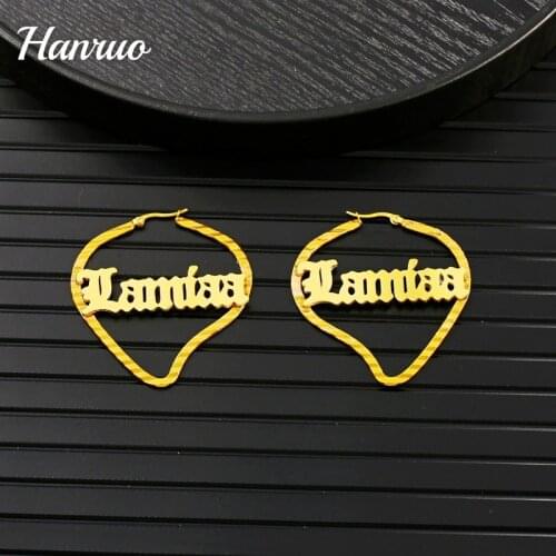 Personalized Custom Name Earrings Stainless Steel Nameplate Heart Whorl Drop Earrings Weddings Party Jewelry Gift Women Earrings