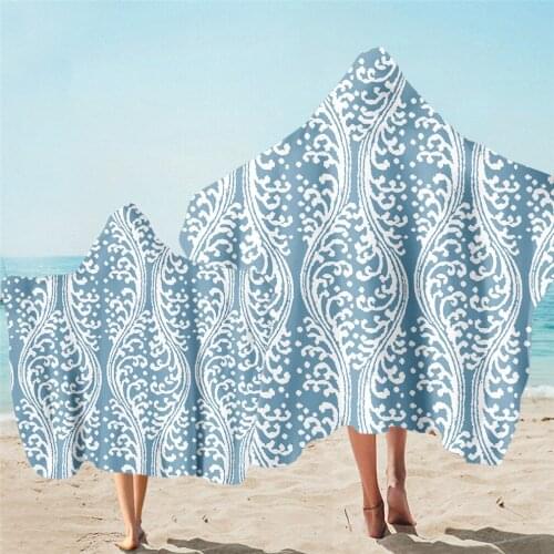 Fashion Pattern Microfiber Fabric Beach Poncho Towel Outdoor Quick Drying Absorbent Bath Cape Towels Keep Warm Windproof Blanket