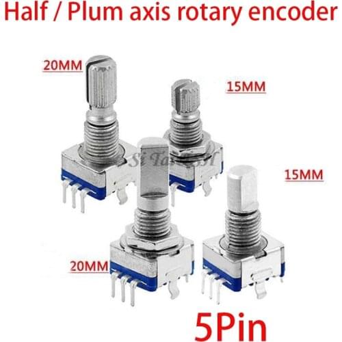 10PCS Half / Plum axis rotary encoder, handle length 15mm / 20mm code switch/ EC11 / digital potentiometer with switch 5Pin