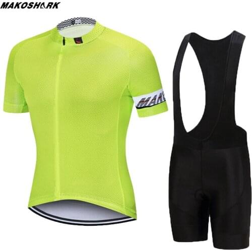 Pro Fluorescent Green Short Sleeve Mens Cycling Jerseys Set Mountain Bike Clothes Cycling Clothing Ropa Ciclismo Cycling Kit