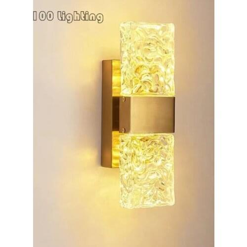 Clear Crystal LED Wall Sconces Gold Metal Bedroom Livingroom Wall Lamp Rectangle Romantic Lights Minimalist Dropshipping