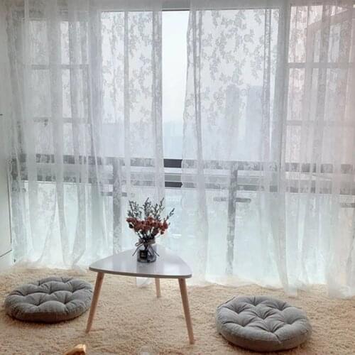 Pastoral Style Sheer Curtains White Tulle Curtain for Living Room Bedroom Lace Drapes Embroidery Window Screening Home Decor