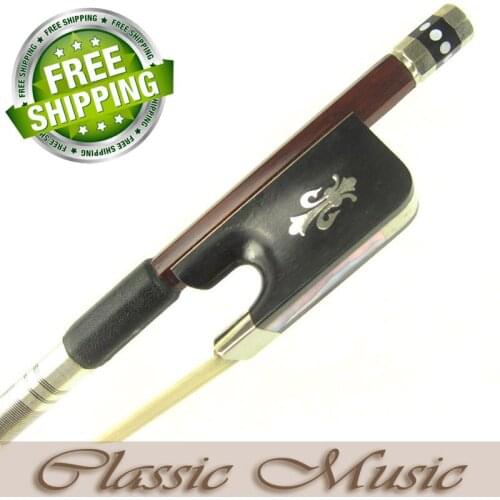 SILVER PERNAMBUCO Viola Bow with Fleur-de-Lys Inlaid Ebony Frog (4/4), Good Mongolian Horse Hair