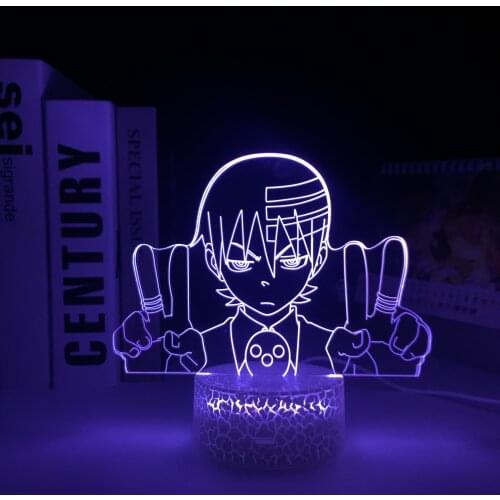 3D LED Lamp Anime Figure 7 Color Changes With Remote Control Visual Illusion White Cracked Base Night Light for Kids Home Decor