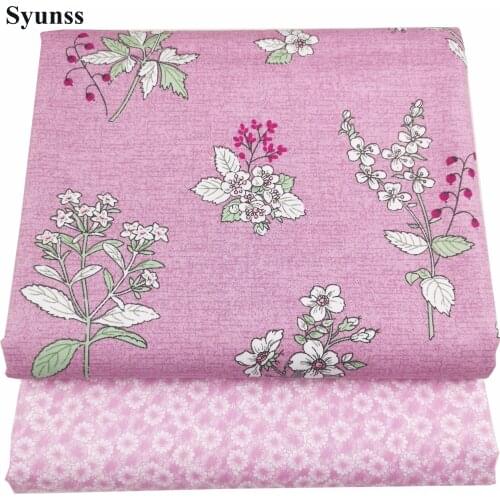 Syunss New Pink Floral Print Cotton Fabric for Diy Patchwork Tilda Quilting Baby Cribs The Cloth Cushions Blanket Sewing Tissus