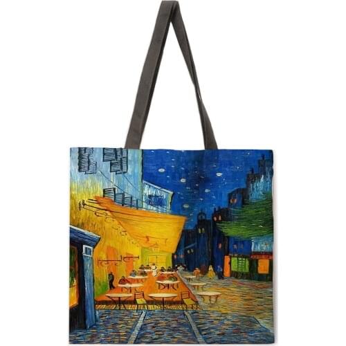 Ladies casual handbag classic oil painting print handbag Love Bird Ladies shoulder bag outdoor beach bag foldable shopping bag
