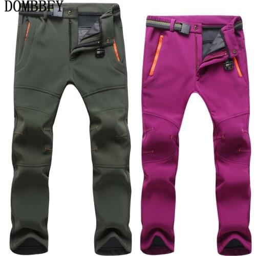 Winter Fleece Hike Pants Men Women Trekking Pants Stretch Soft Shell Outdoors Fishing Hiking Pants Waterproof Tactical Pants