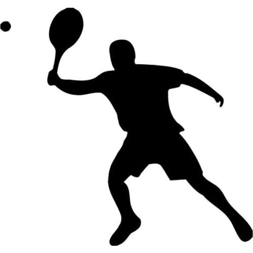 13.1CM*12.3CM Fashion Boy Tennis Player Car Sticker Vinyl Black/Silver S9-0401