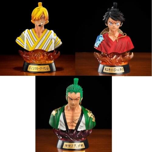 16CM One Piece Gk Sanji Kimono Ver. Head bust Portrait Action Figure Model Toys With Light
