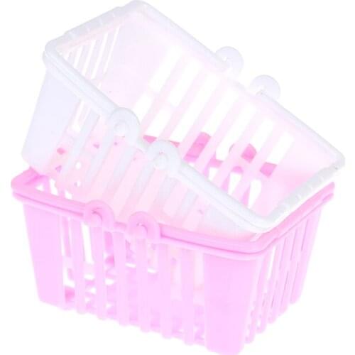 2Pcs Dollhouse Miniature Shopping Basket Toys Mini Supermarket Shopping Hand Basket Model Dollhouse Accessories