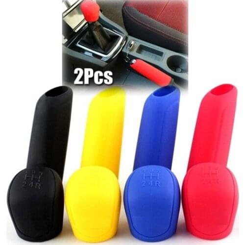 2pcs Car shift head silicone shift head silicone shift head handbrake set car pendent shift head car accessories interior