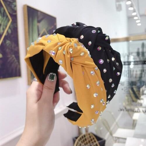 2019 Vintage Bright Rhinestone Hair Band For Women Knot Turban Headband Girls Hair Accessories Hoop For Hair Clips bandeau